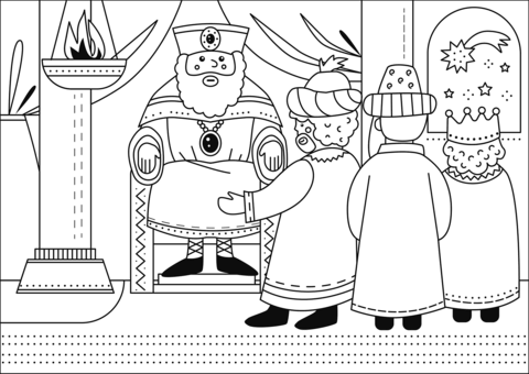 The Three Magi Before Herod Coloring Page